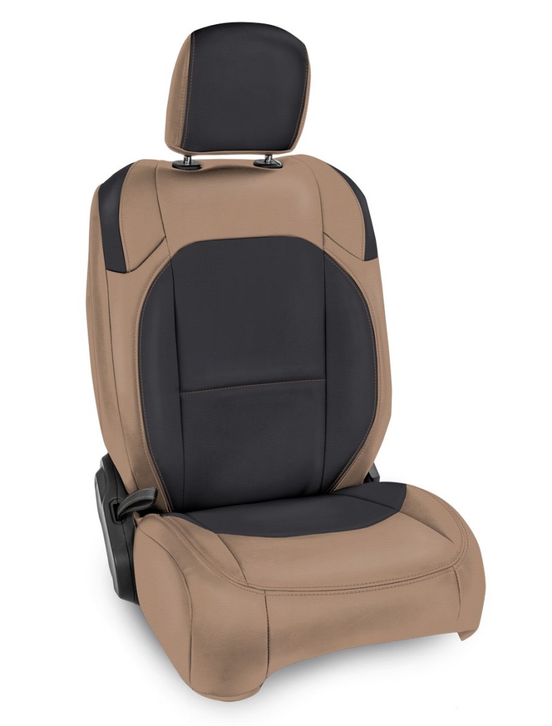 Jeep Wrangler JL 4 Door Front Seat Covers - PRP Seats - Pocket Back + Molle Back - Black/Tan - `18-`27